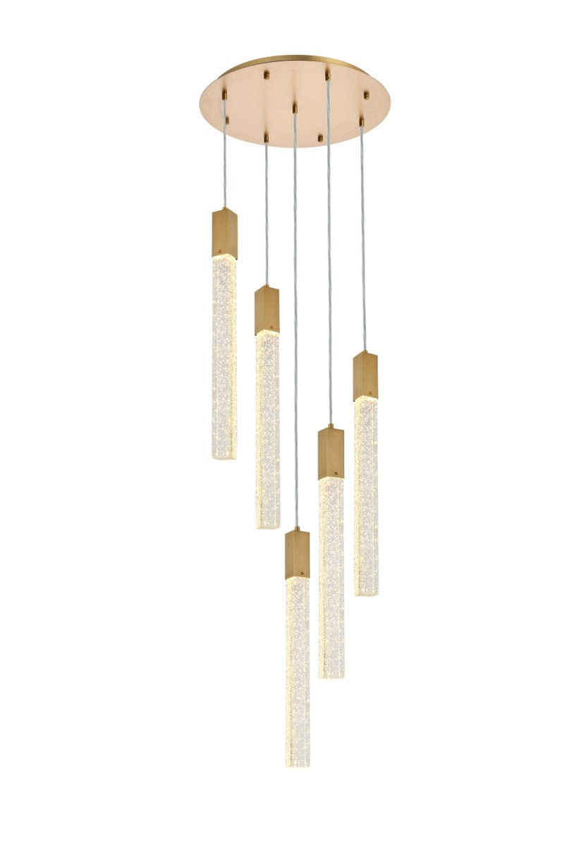 Elegant Lighting 2067D20SG Five Light Pendant, Satin Gold