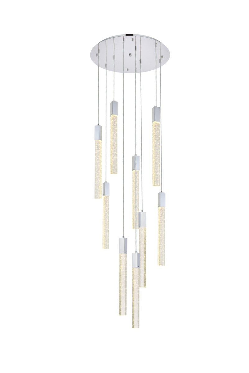 Elegant Lighting 2067D24C Nine Light Pendant, Chrome