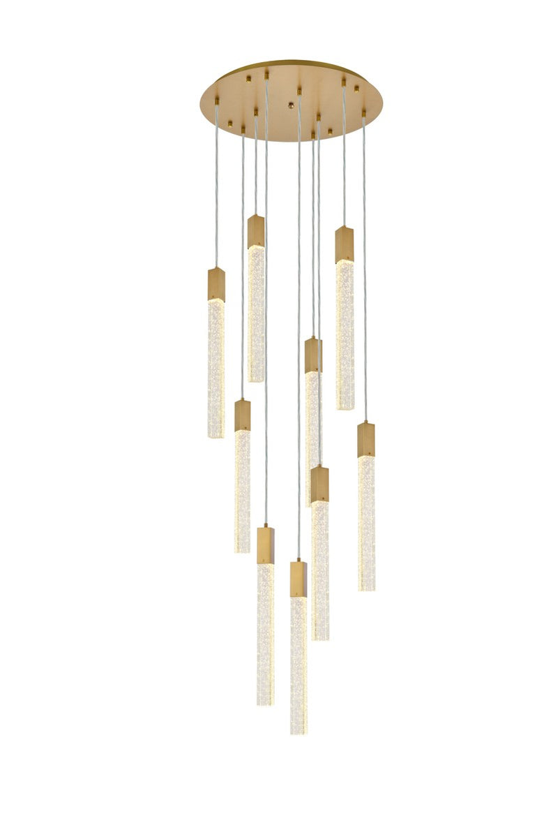 Elegant Lighting 2067D24SG Nine Light Pendant, Satin Gold