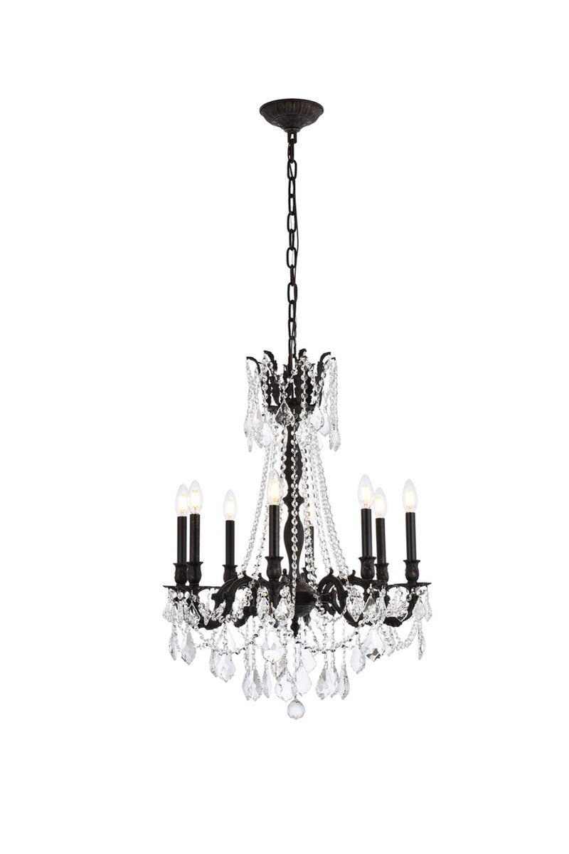 Elegant Lighting 9208D24DB-GT/RC Eight Light Chandelier, Dark Bronze