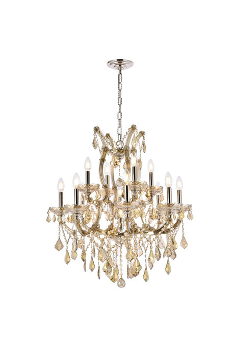Elegant Lighting 2800D27GT-GT/RC 13 Light Chandelier, Golden Teak