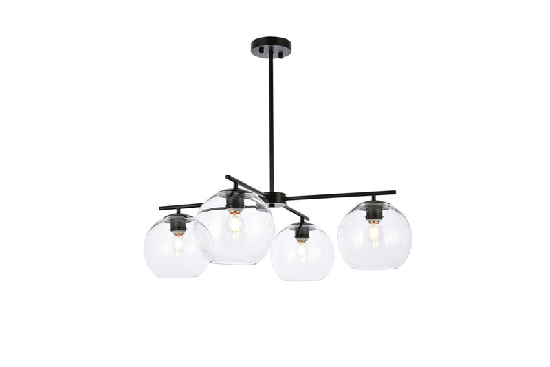 Elegant Lighting LD2331BK Four Light Pendant, Black