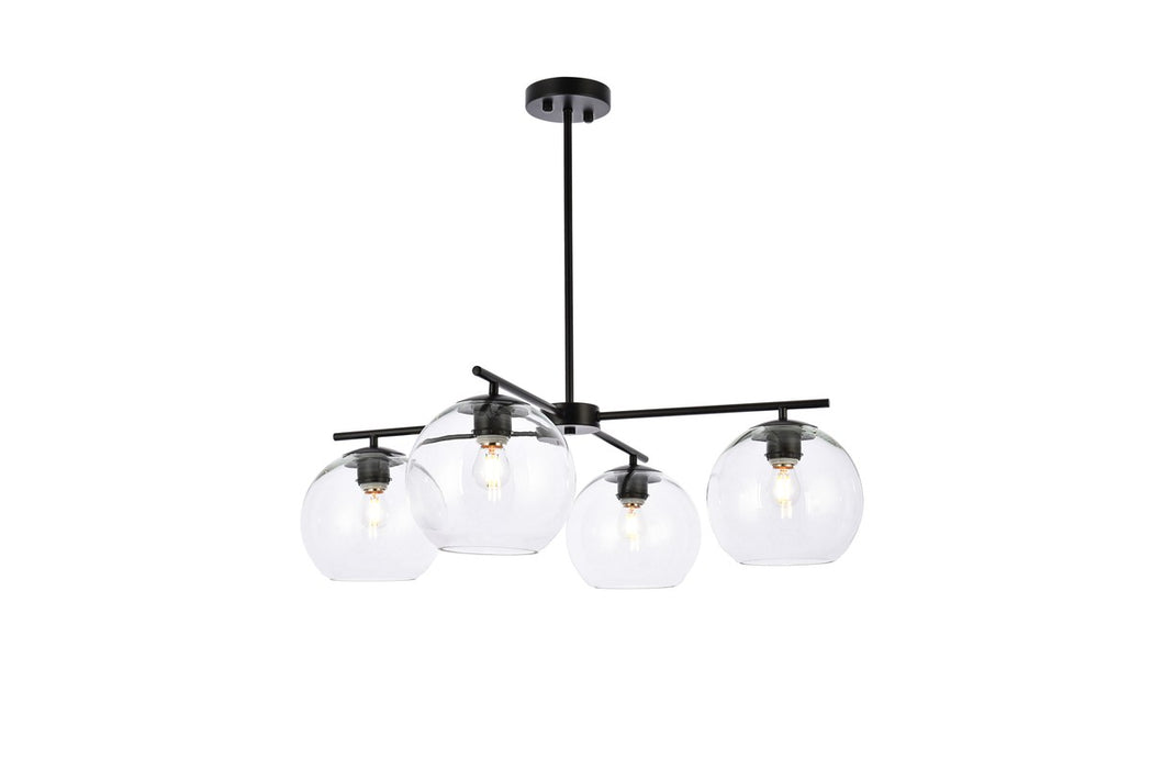 Elegant Lighting LD2331BK Four Light Pendant, Black