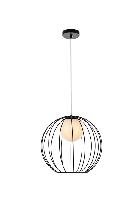 Elegant Lighting LD2345BK One Light Pendant, Black