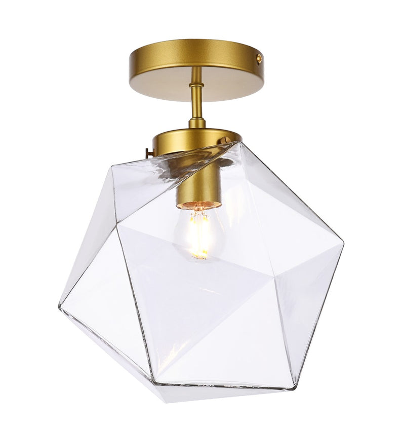 Elegant Lighting LD2346BR One Light Flush Mount, Brass