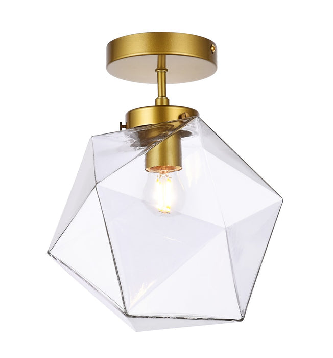 Elegant Lighting LD2346BR One Light Flush Mount, Brass