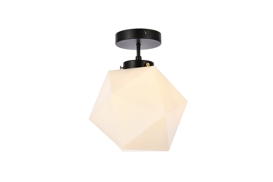 Elegant Lighting LD2347BK One Light Flush Mount, Black