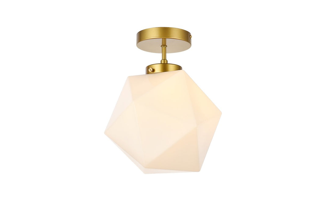 Elegant Lighting LD2347BR One Light Flush Mount, Brass