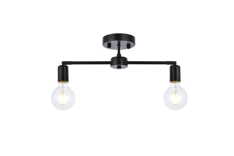 Elegant Lighting LD2348BK Two Light Flush Mount, Black