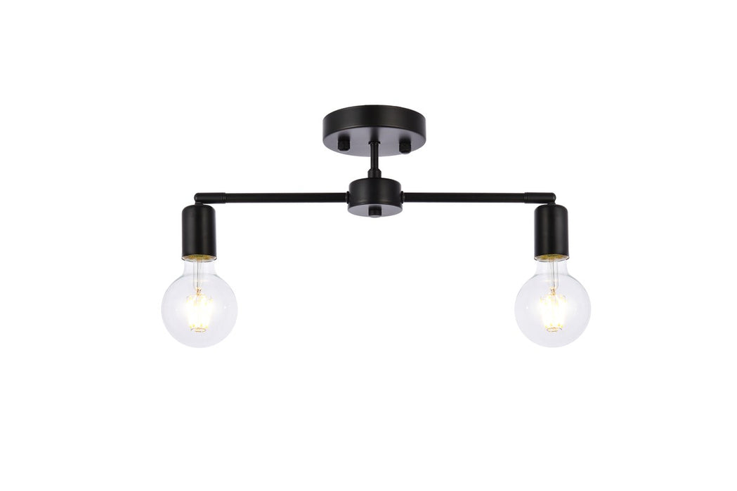 Elegant Lighting LD2348BK Two Light Flush Mount, Black