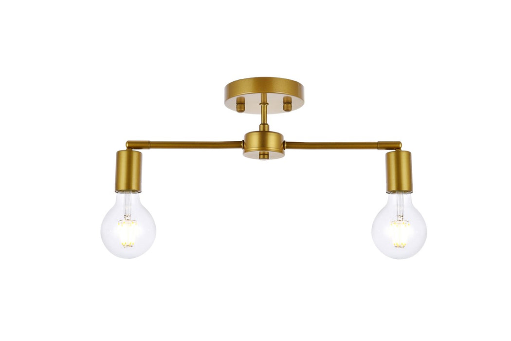 Elegant Lighting LD2348BR Two Light Flush Mount, Brass