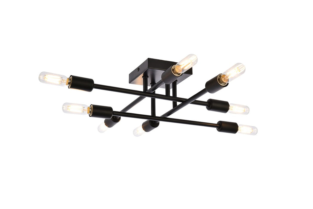 Elegant Lighting LD2351BK Eight Light Flush Mount, Black