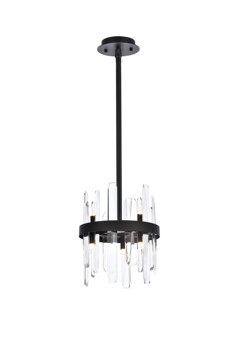 Elegant Lighting 2200D10BK Six Light Pendant, Black