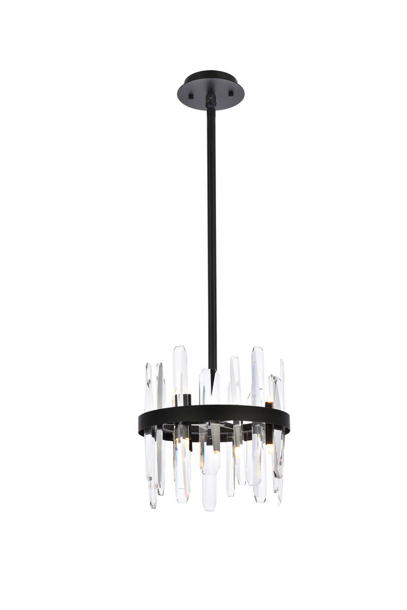 Elegant Lighting 2200D12BK Six Light Pendant, Black