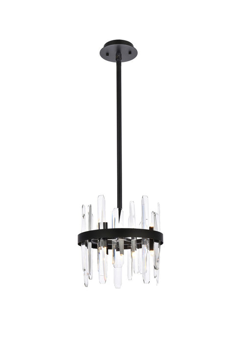 Elegant Lighting 2200D12BK Six Light Pendant, Black