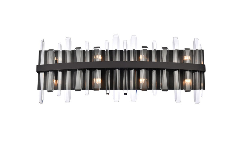Elegant Lighting 2200W30BK Eight Light Bath Sconce, Black