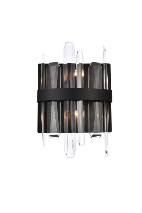 Elegant Lighting 2200W8BK Two Light Bath Sconce, Black