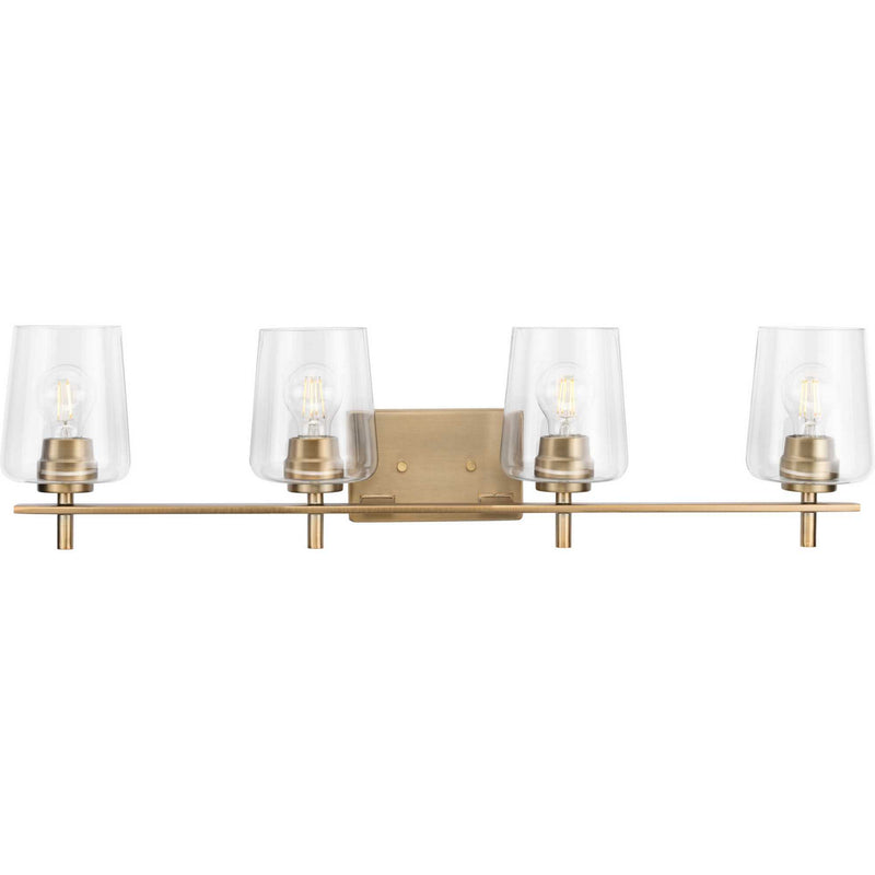 Progress Lighting P300363-163 Four Light Bath Vanity, Vintage Brass