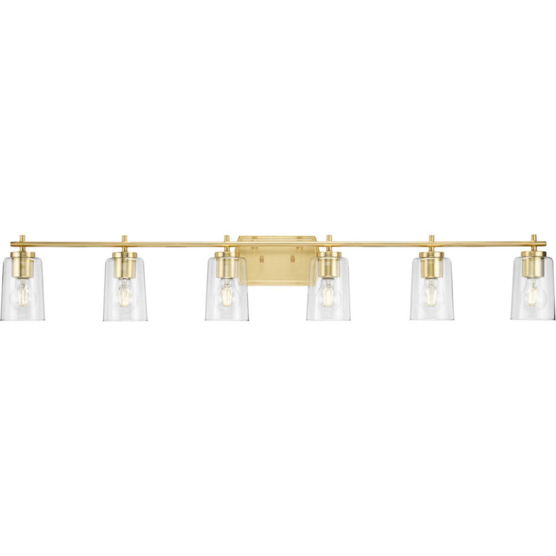 Progress Lighting P300372-012 Six Light Bath Vanity, Satin Brass