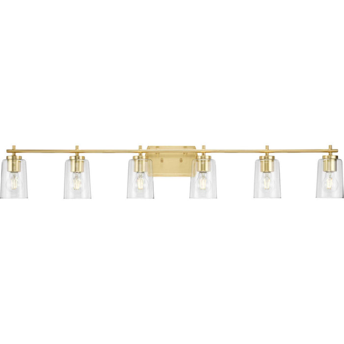 Progress Lighting P300372-012 Six Light Bath Vanity, Satin Brass