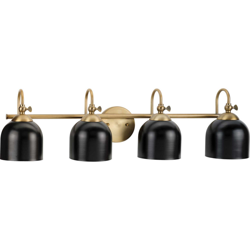 Progress Lighting P300384-163 Four Light Bath Vanity, Vintage Brass