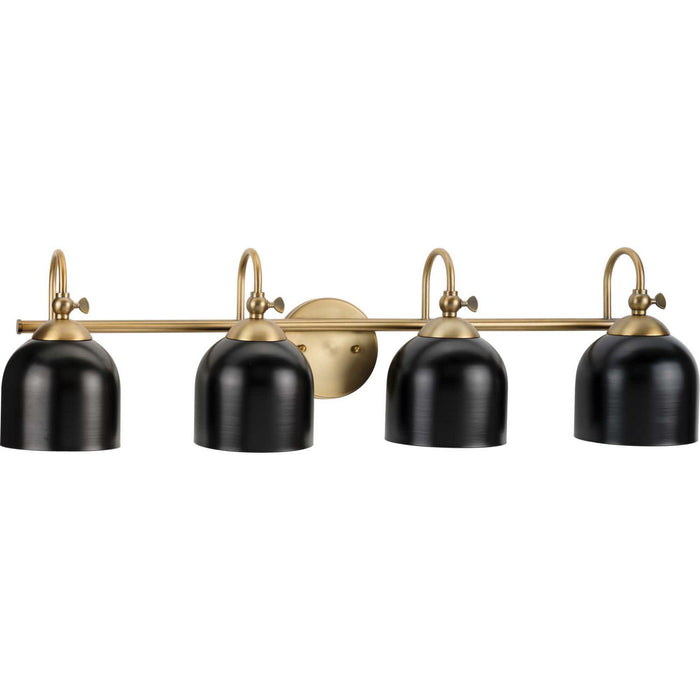 Progress Lighting P300384-163 Four Light Bath Vanity, Vintage Brass