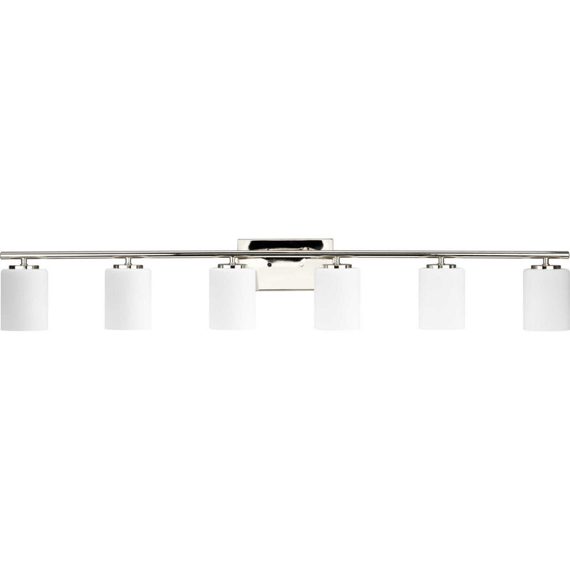 Progress Lighting P300385-104 Six Light Bath Vanity, Polished Nickel