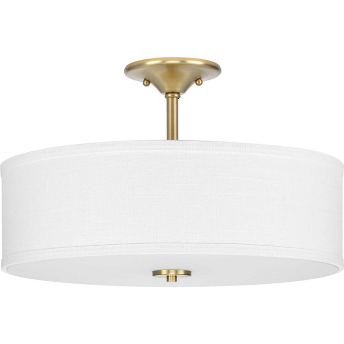 Progress Lighting P350167-012 Three Light Semi-Flush Mount, Satin Brass
