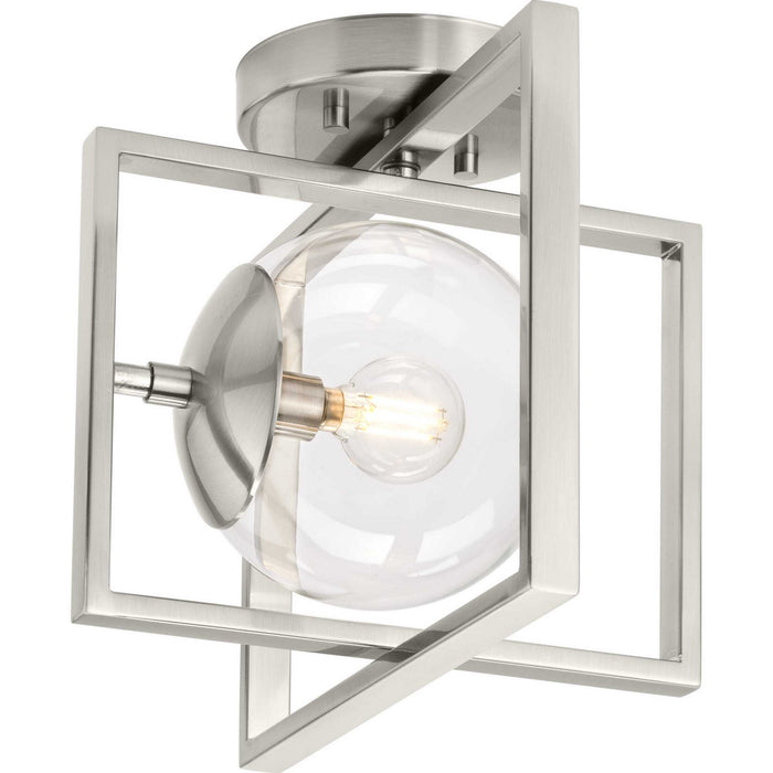 Progress Lighting P350218-009 One Light Semi-Flush Mount, Brushed Nickel