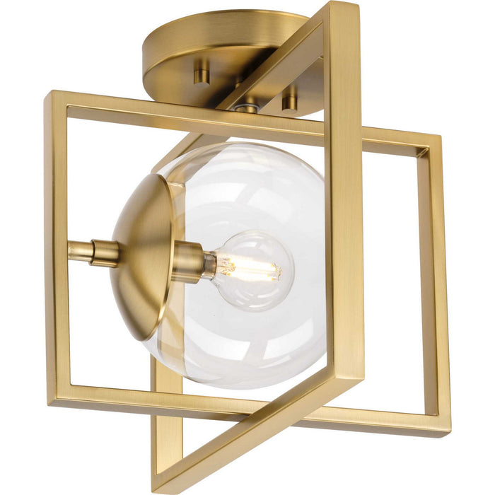 Progress Lighting P350218-109 One Light Semi-Flush Mount, Brushed Bronze
