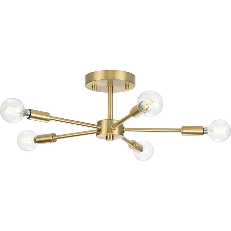 Progress Lighting P350219-109 Five Light Semi-Flush Mount, Brushed Bronze