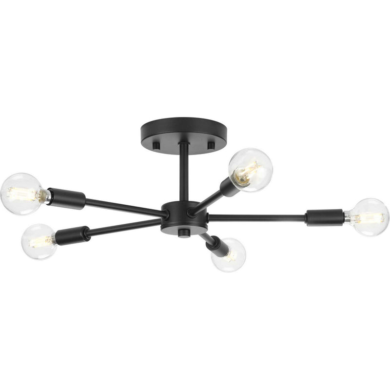 Progress Lighting P350219-31M Five Light Semi-Flush Mount, Matte Black