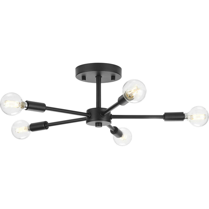 Progress Lighting P350219-31M Five Light Semi-Flush Mount, Matte Black