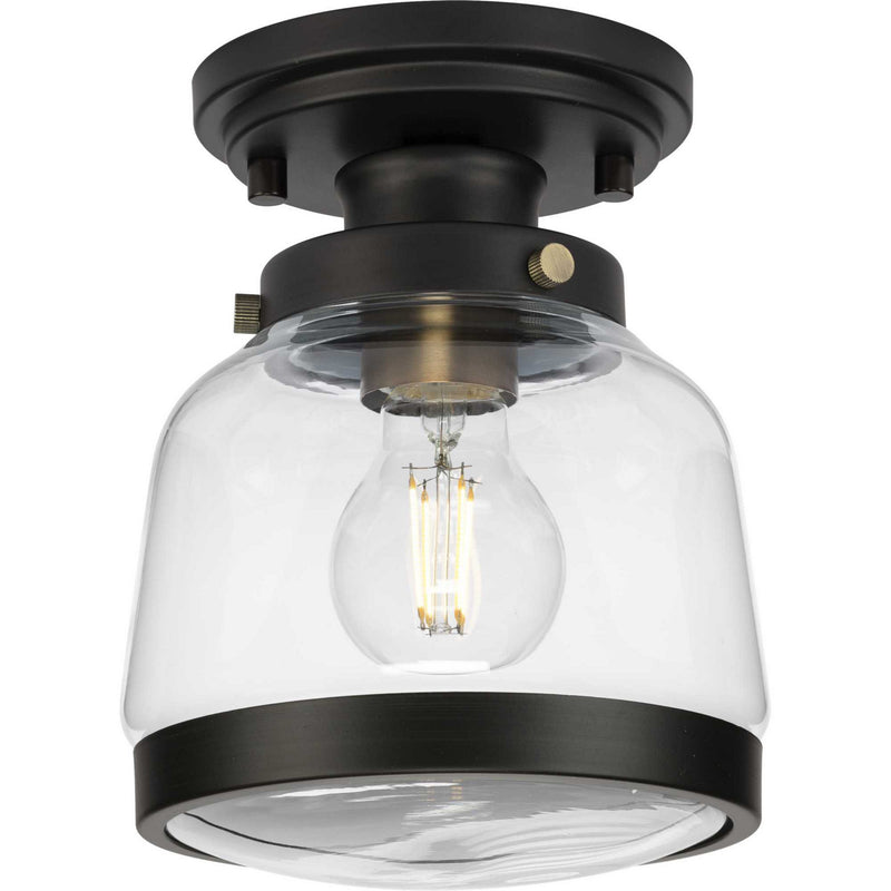 Progress Lighting P350220-020 One Light Semi-Flush Mount, Antique Bronze