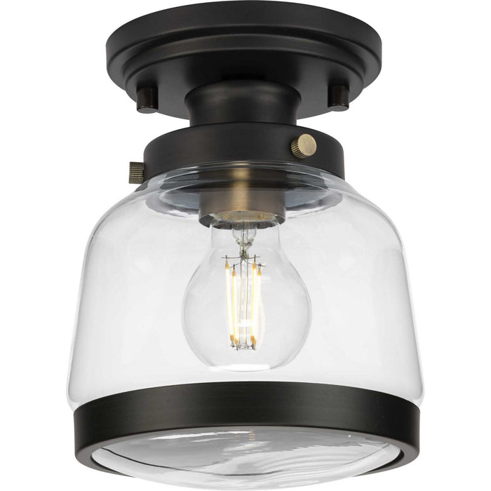 Progress Lighting P350220-020 One Light Semi-Flush Mount, Antique Bronze