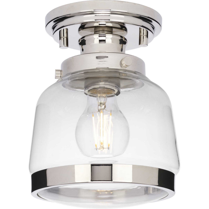 Progress Lighting P350220-104 One Light Semi-Flush Mount, Polished Nickel