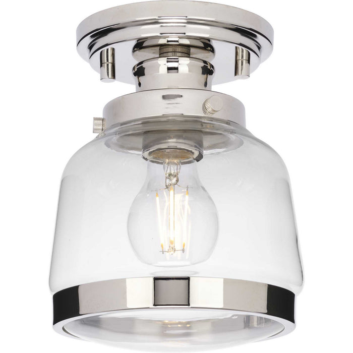 Progress Lighting P350220-104 One Light Semi-Flush Mount, Polished Nickel