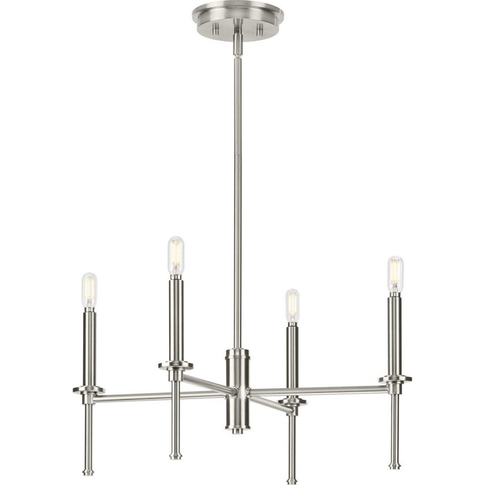 Progress Lighting P400293-009 Four Light Chandelier, Brushed Nickel
