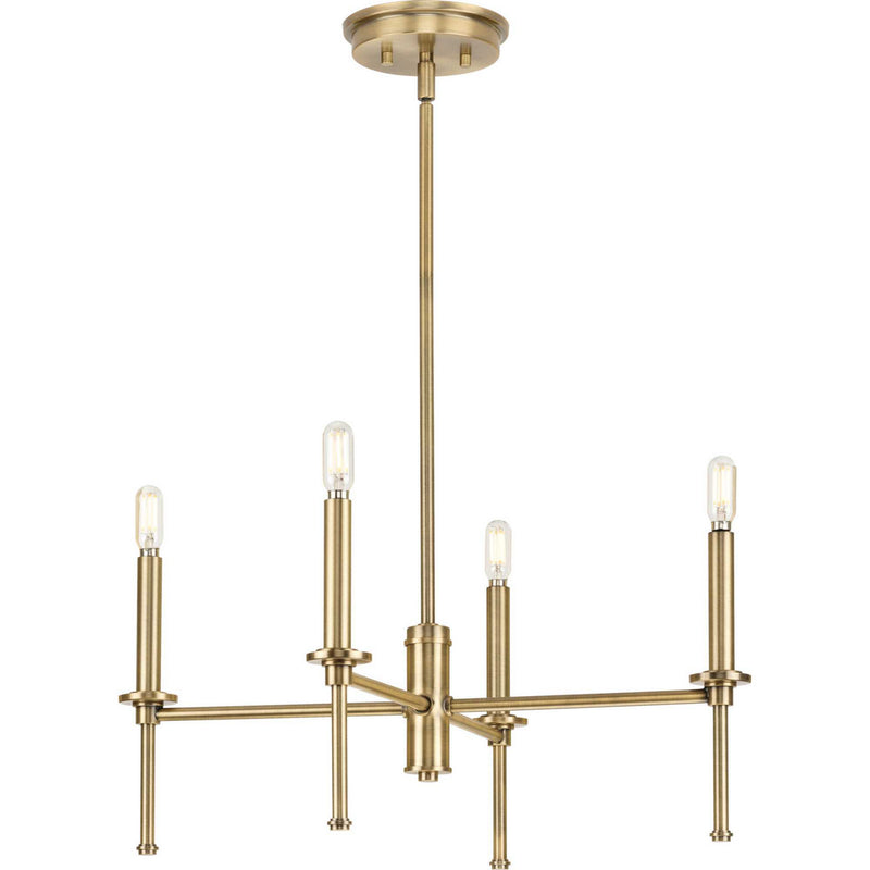 Progress Lighting P400293-163 Four Light Chandelier, Vintage Brass