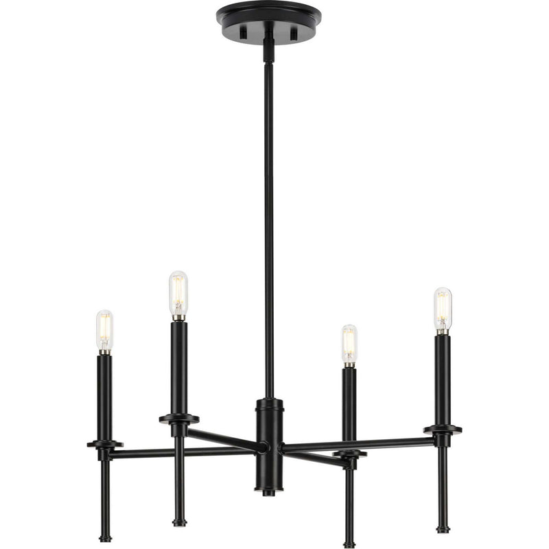 Progress Lighting P400293-31M Four Light Chandelier, Matte Black