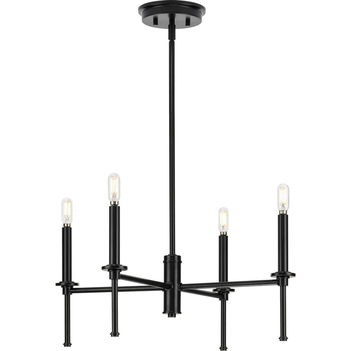 Progress Lighting P400293-31M Four Light Chandelier, Matte Black