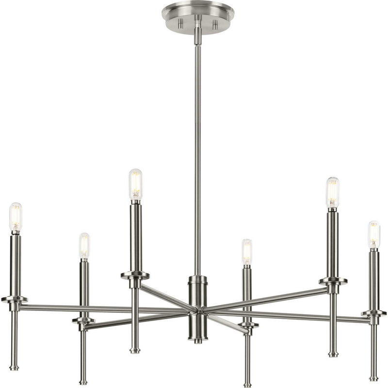 Progress Lighting P400294-009 Six Light Chandelier, Brushed Nickel