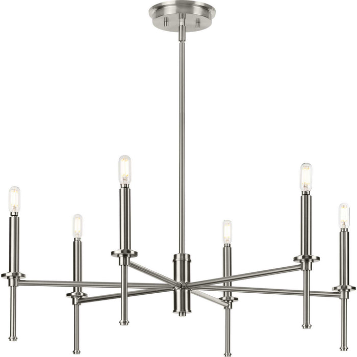 Progress Lighting P400294-009 Six Light Chandelier, Brushed Nickel