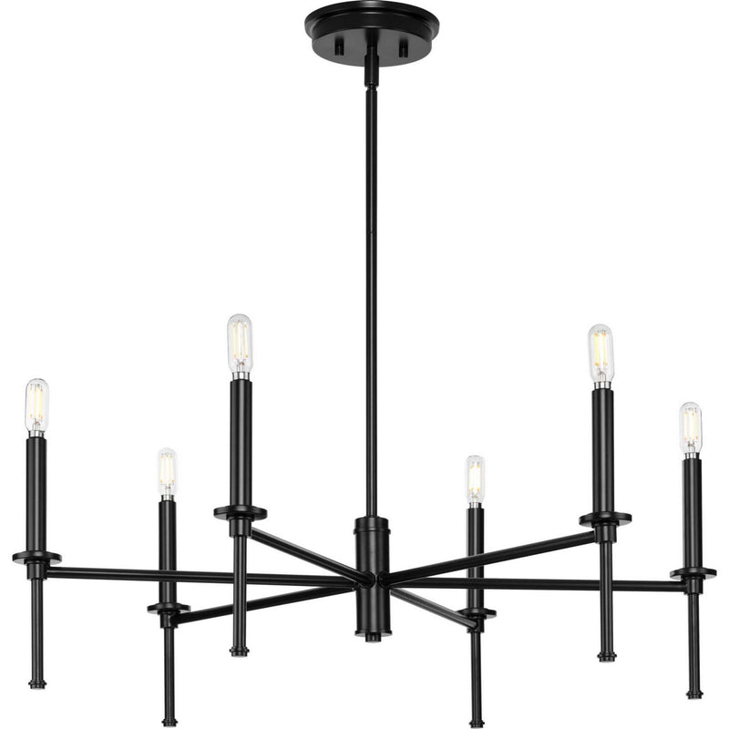 Progress Lighting P400294-31M Six Light Chandelier, Matte Black