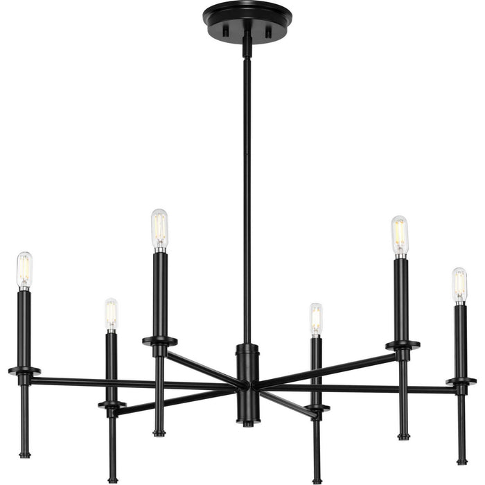 Progress Lighting P400294-31M Six Light Chandelier, Matte Black