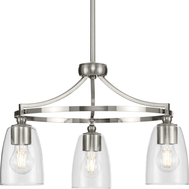 Progress Lighting P400295-009 Three Light Chandelier, Brushed Nickel