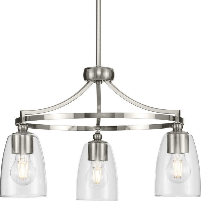 Progress Lighting P400295-009 Three Light Chandelier, Brushed Nickel