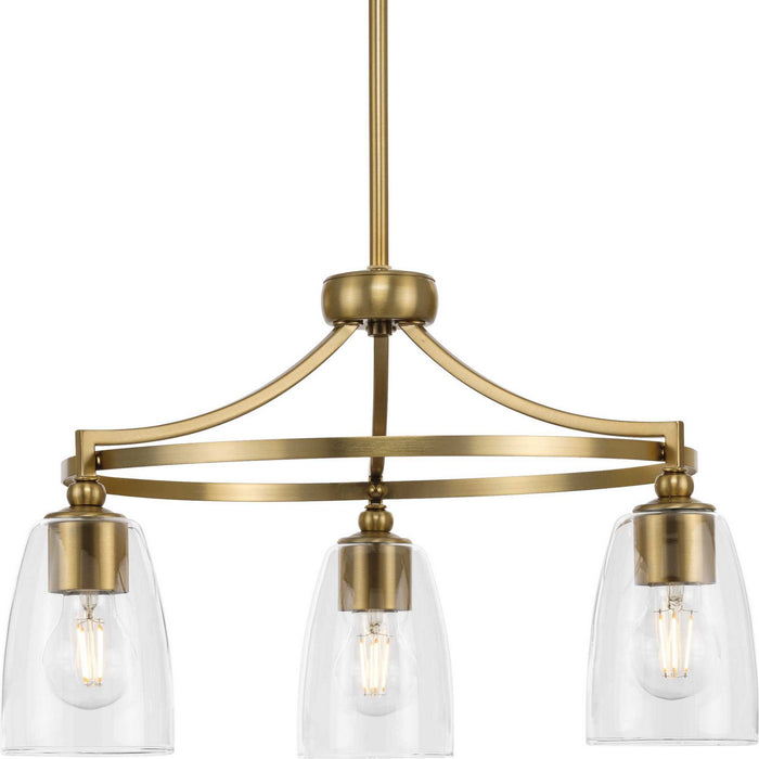 Progress Lighting P400295-109 Three Light Chandelier, Brushed Bronze