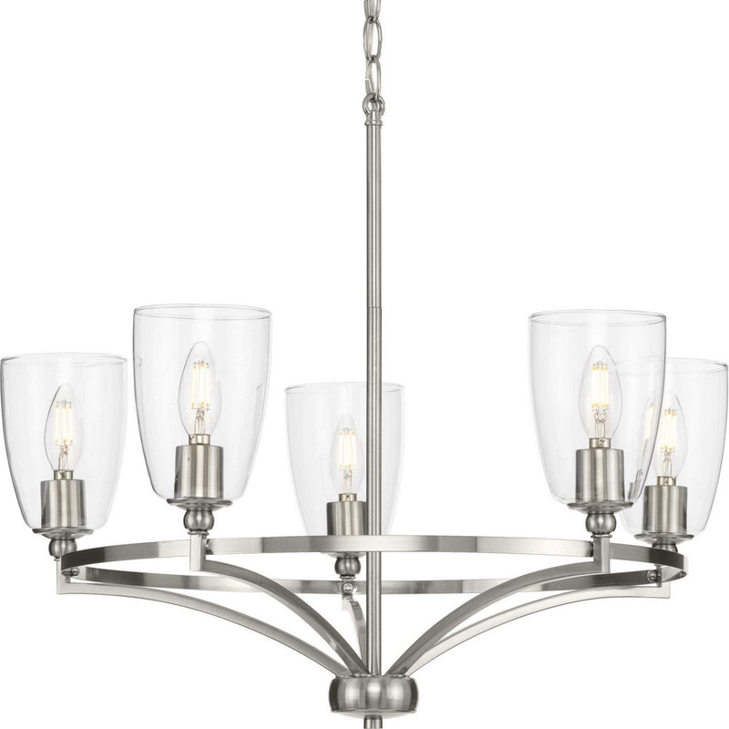 Progress Lighting P400296-009 Five Light Chandelier, Brushed Nickel