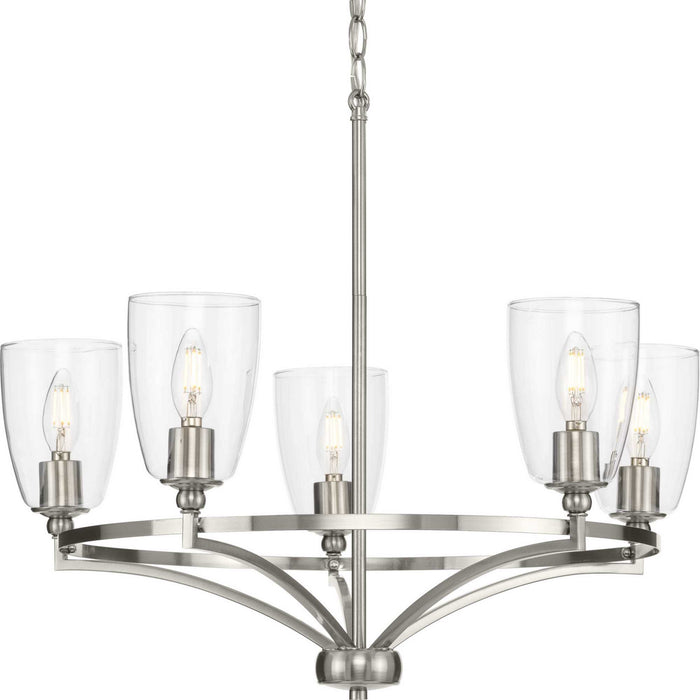 Progress Lighting P400296-009 Five Light Chandelier, Brushed Nickel
